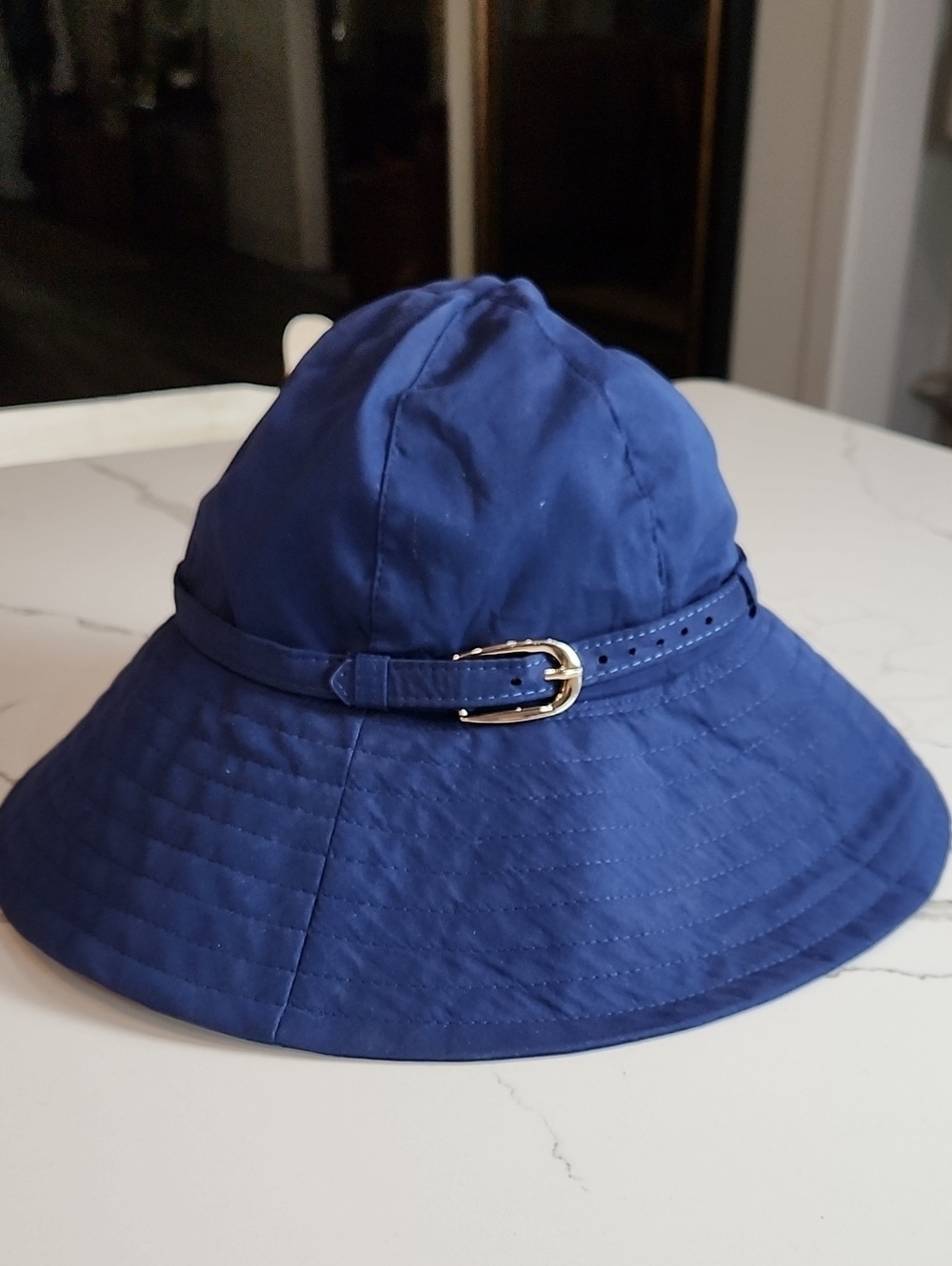 NWT Vinrella Matte Navy Rain & Sun Hat – Adjustable Belt Buckle, Wide Brim - Picture 2 of 5